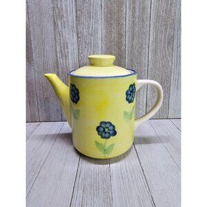 Vintage California Pantry Classics Ceramics Teapot Yellow Floral Design 6'' Tall